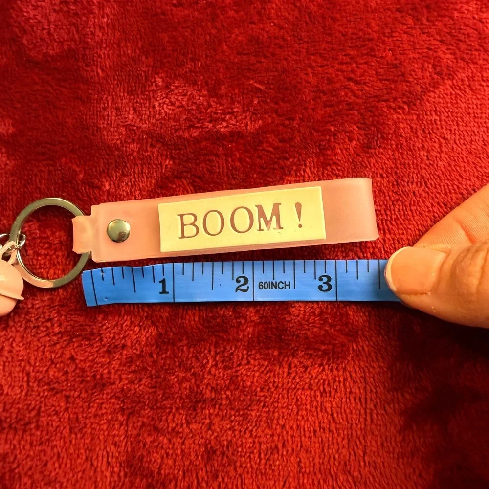 Crying Girl 3D PVC Keychain Pink Blue Character Charm with Bell and Boom Strap